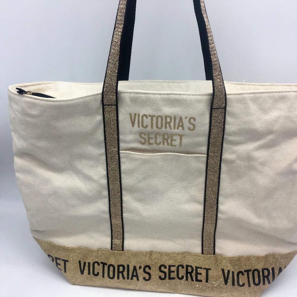 Victoria's Secret  Ladies Carry-all Bag Gold Sparkle new without tags.